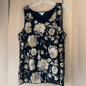 Garnet Hill gold and black sequined top, size M